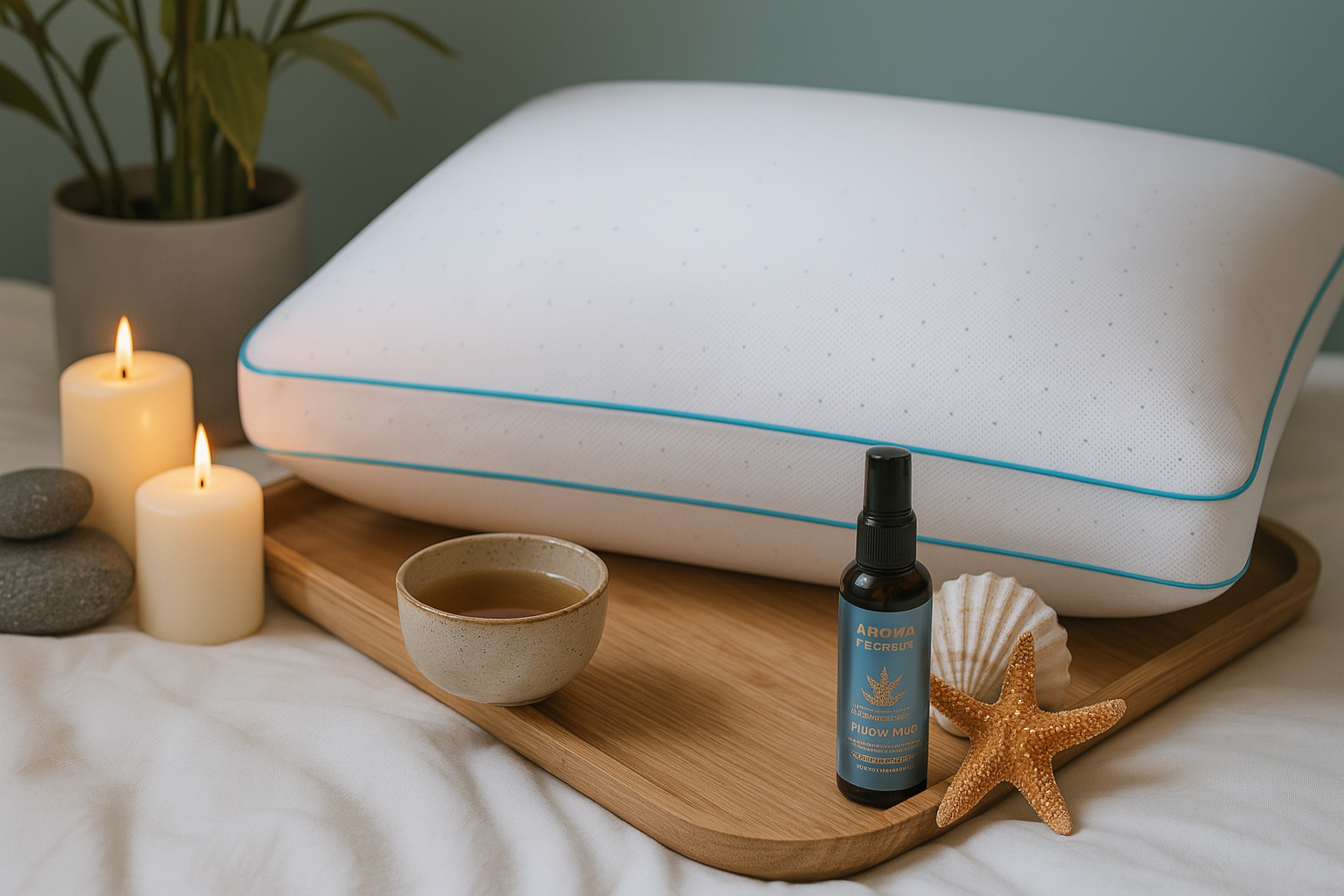 Person sleeping peacefully on orthopedic aromatherapy pillow